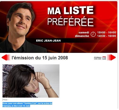 Ma liste préférée - 15 juin 2008