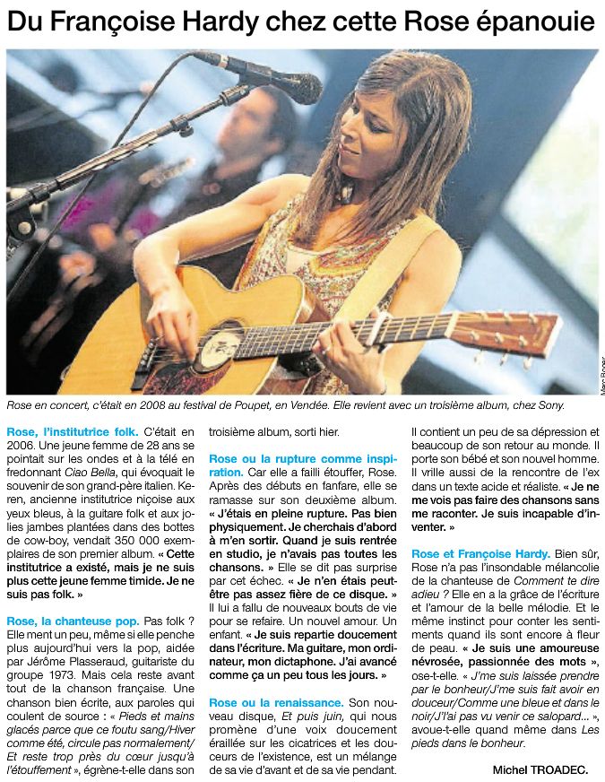 Du Francoise Hardy chez cette Rose epanouie (Ouest-France)