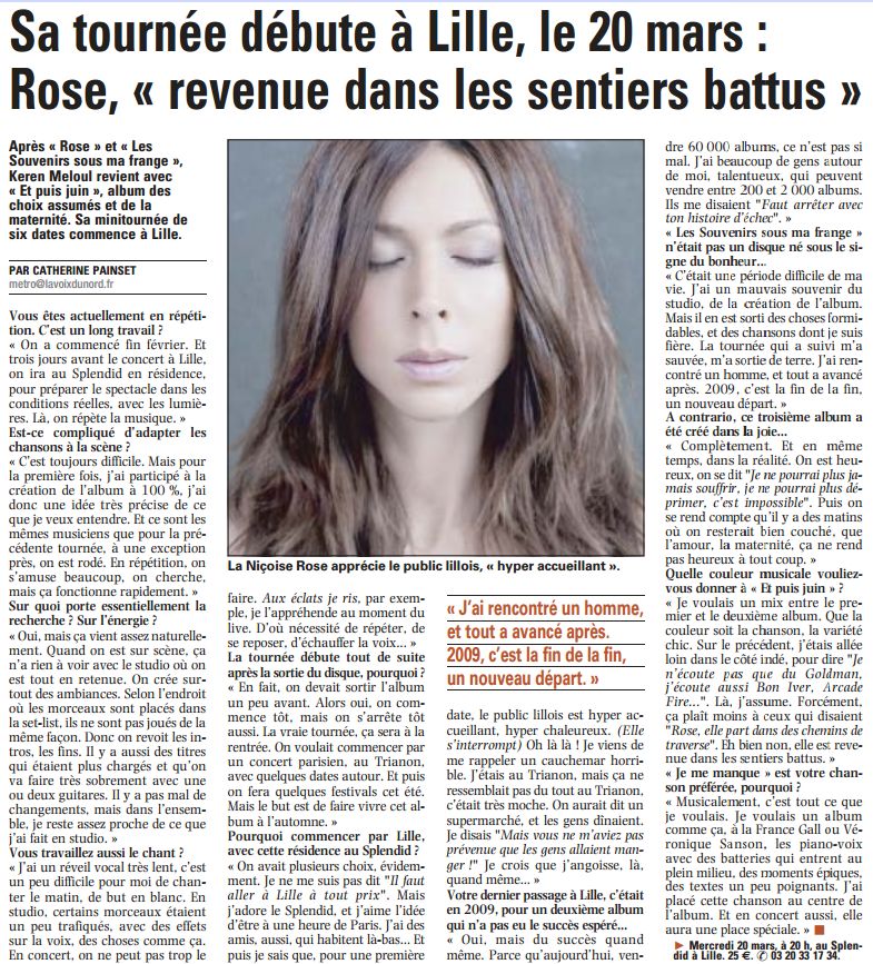 Rose, revenue dans les sentiers battus (La voix du Nord)