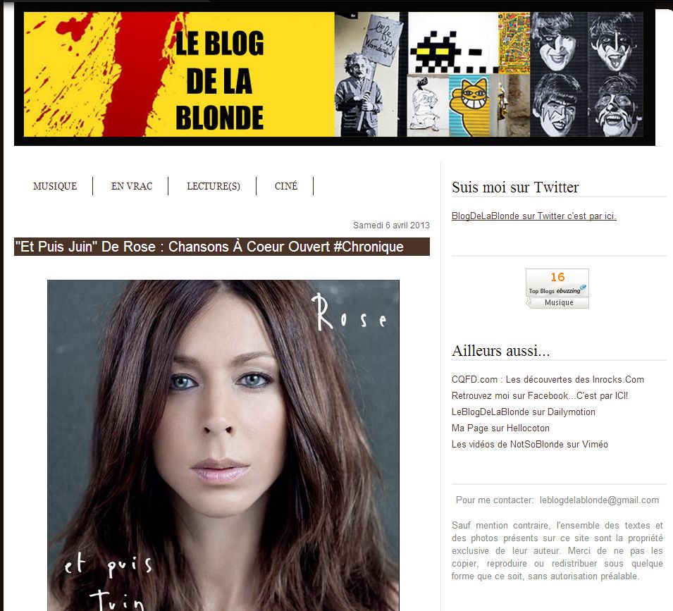 Chansons A Coeur Ouvert (Le blog de la Blonde)