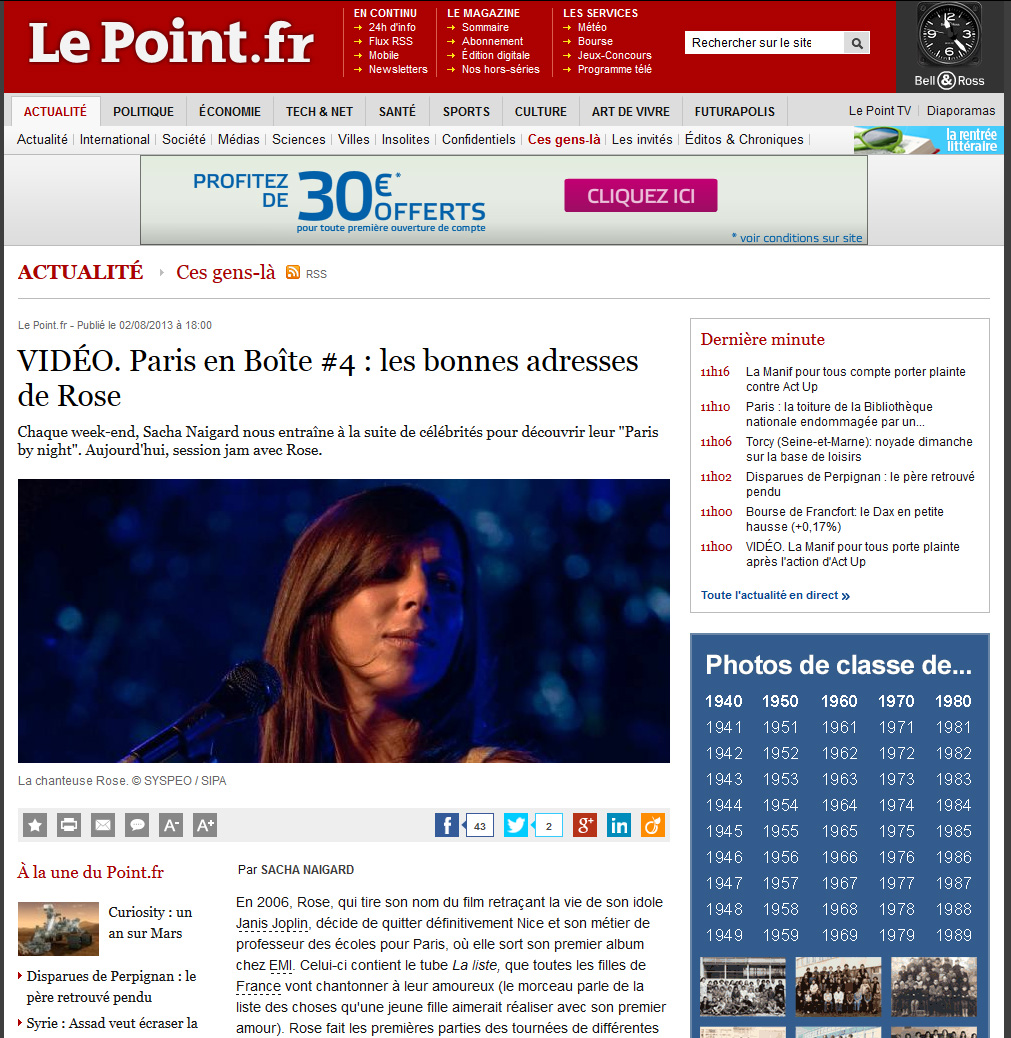 Paris en boite sur LePoint.fr